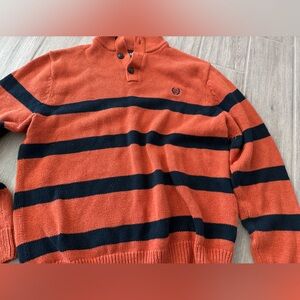 Chaps Orange and Black Sweater with quarter button down